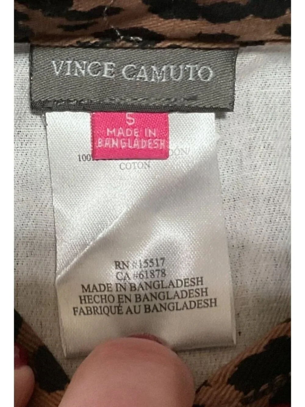 Vince Camuto Leopard Print Sleeveless Button-Front Dress Size 5 100% Cotton